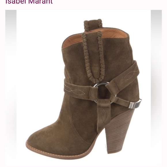Isabel Marant suede rawson buckle booties green size 39 - Picture 4 of 5